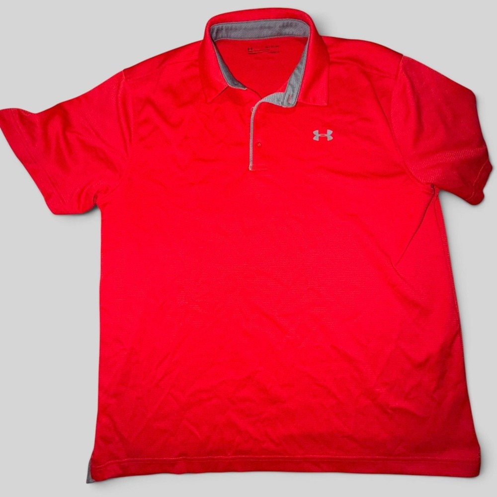 Under Armour Mens HeatGear Loose Fit Performance Polo Shirt Red XL